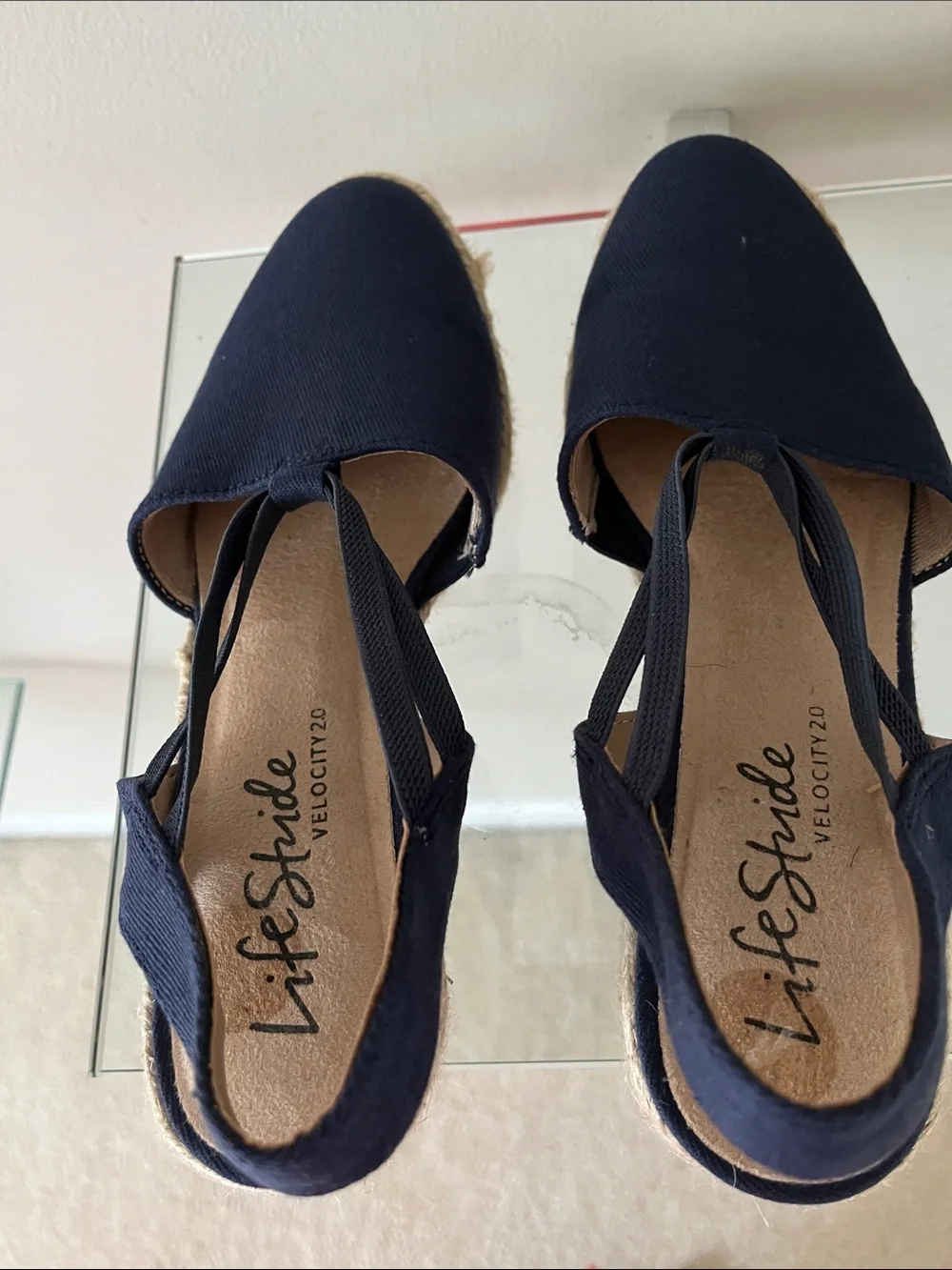 Life Stride Navy Canvas Espadrille Slingbacks